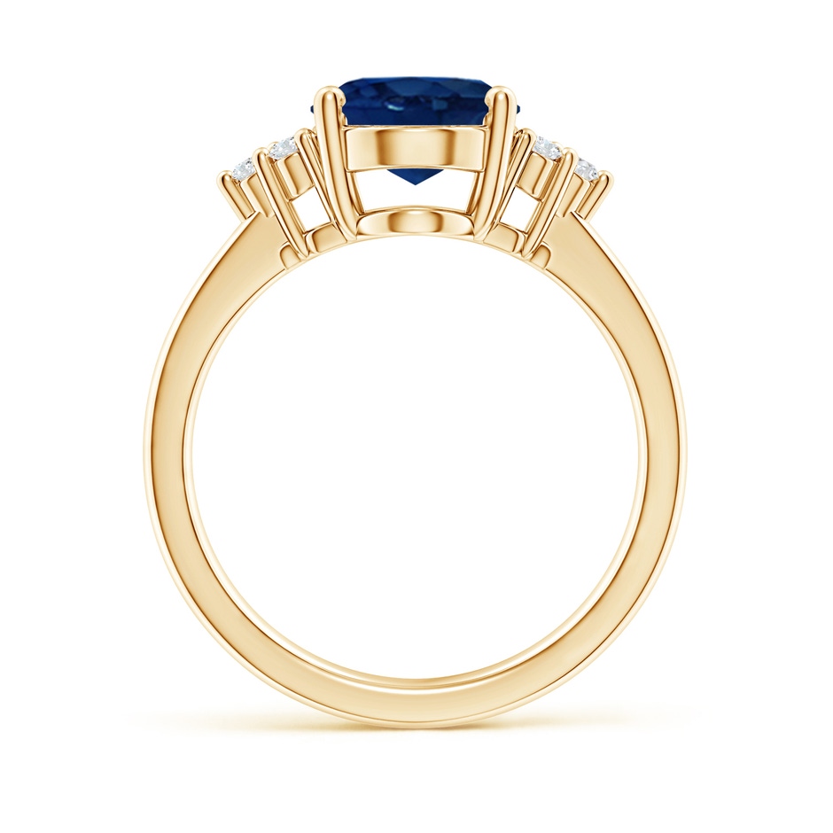 10x8mm AA Solitaire Oval Blue Sapphire and Diamond Promise Ring in Yellow Gold side 199