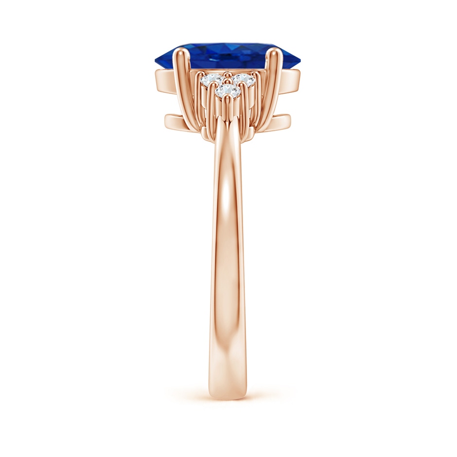 10x8mm AAA Solitaire Oval Blue Sapphire and Diamond Promise Ring in Rose Gold side 299