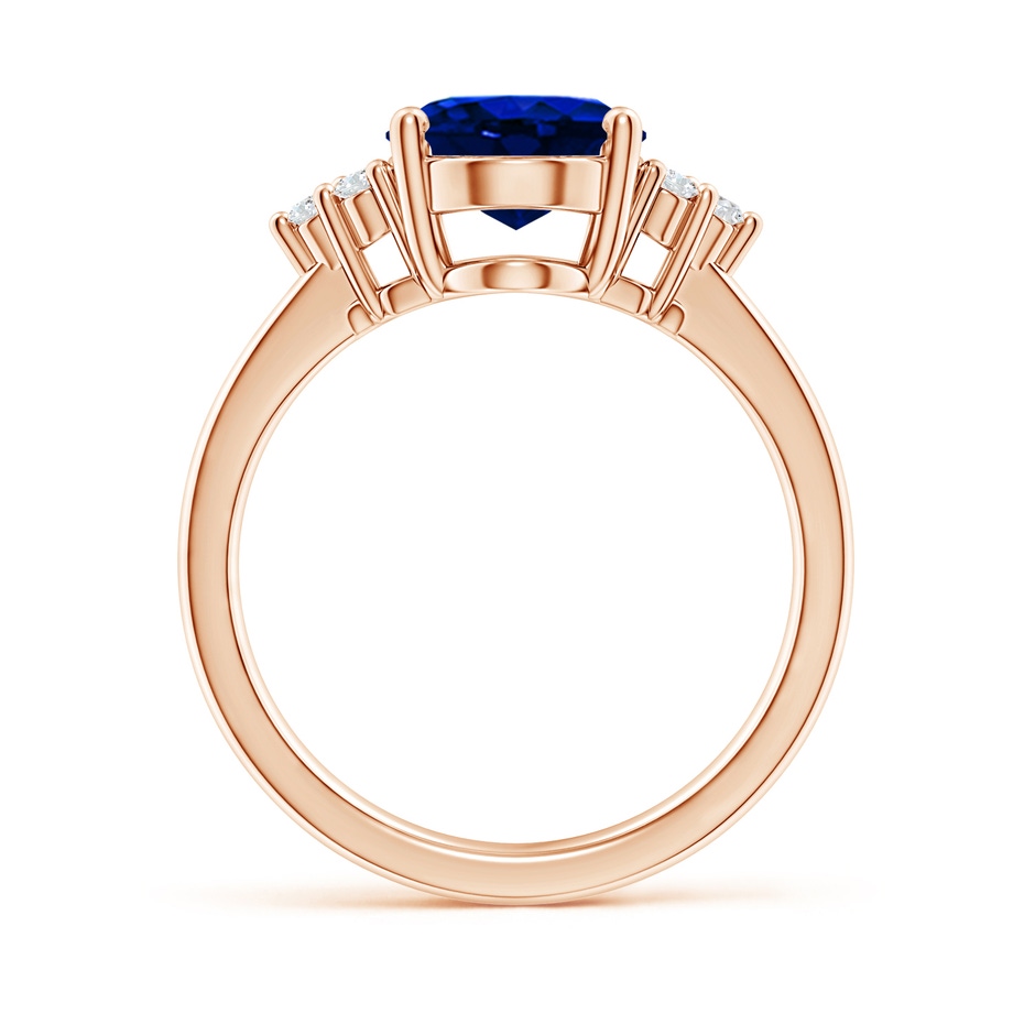 10x8mm AAAA Solitaire Oval Blue Sapphire and Diamond Promise Ring in Rose Gold side 199