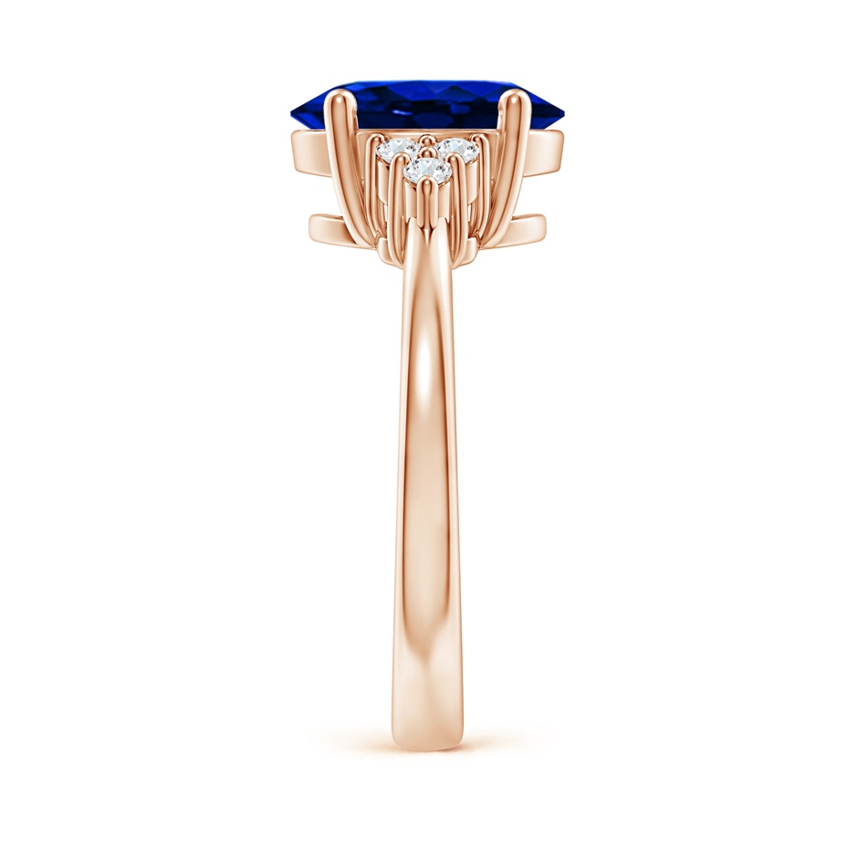 10x8mm AAAA Solitaire Oval Blue Sapphire and Diamond Promise Ring in Rose Gold side 299