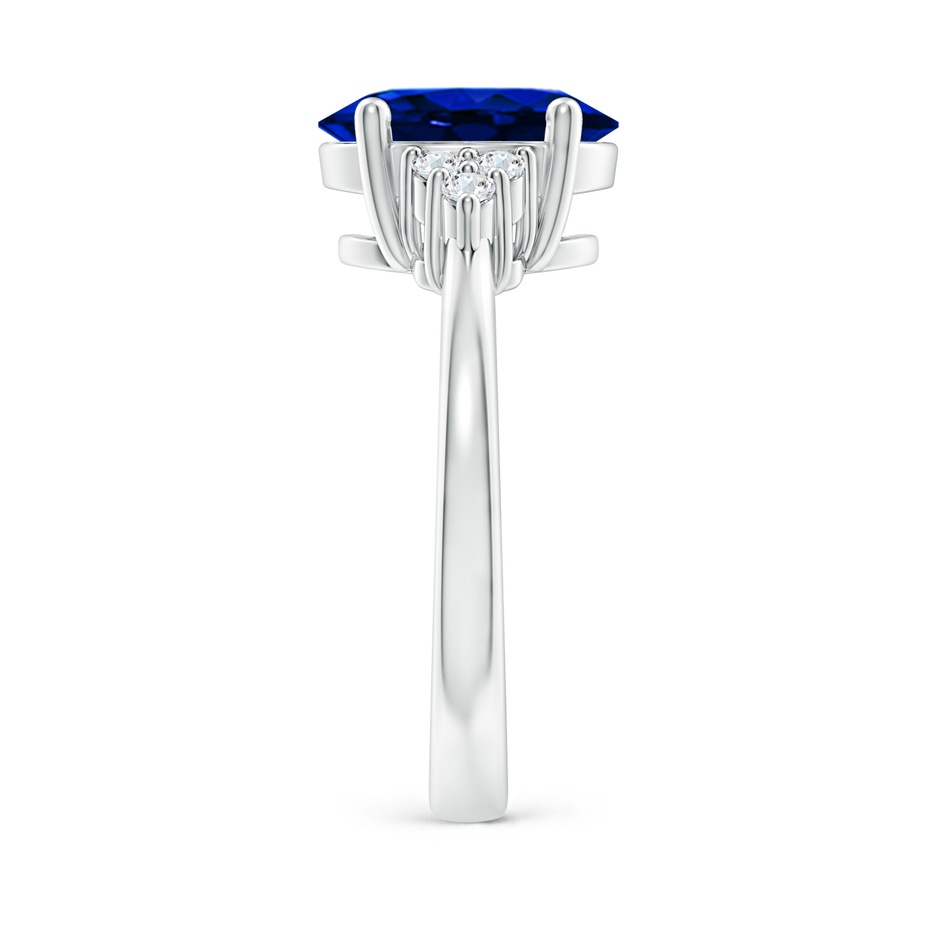 10x8mm AAAA Solitaire Oval Blue Sapphire and Diamond Promise Ring in White Gold side 299