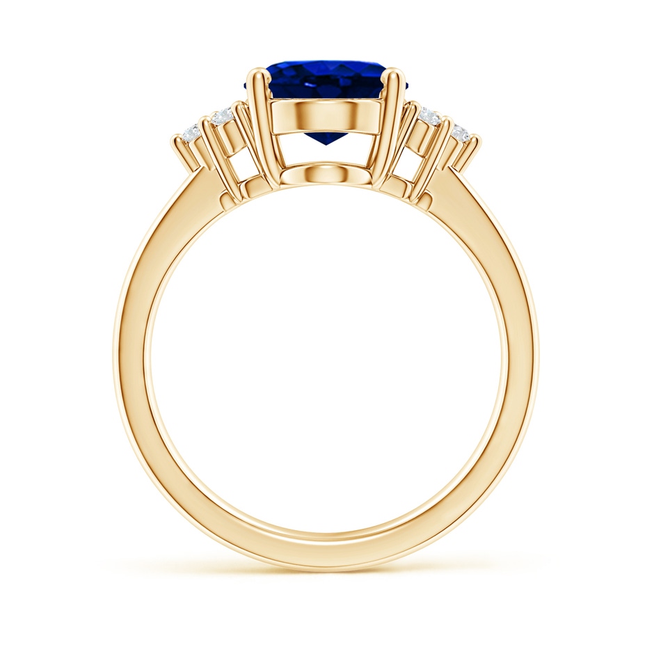 10x8mm AAAA Solitaire Oval Blue Sapphire and Diamond Promise Ring in Yellow Gold side 199