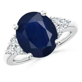 12x10mm A Solitaire Oval Blue Sapphire and Diamond Promise Ring in P950 Platinum