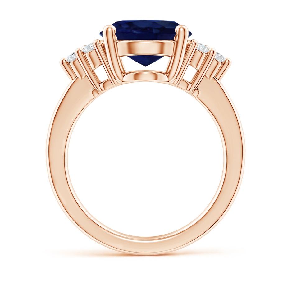 12x10mm A Solitaire Oval Blue Sapphire and Diamond Promise Ring in Rose Gold side 199