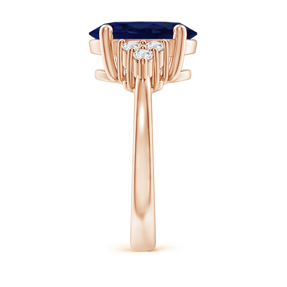 12x10mm A Solitaire Oval Blue Sapphire and Diamond Promise Ring in Rose Gold side 299