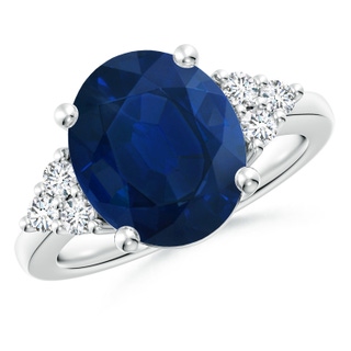 12x10mm AA Solitaire Oval Blue Sapphire and Diamond Promise Ring in P950 Platinum