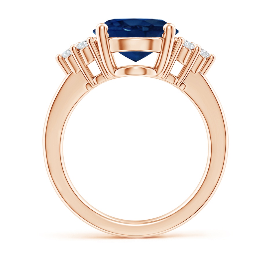 12x10mm AA Solitaire Oval Blue Sapphire and Diamond Promise Ring in Rose Gold side 199