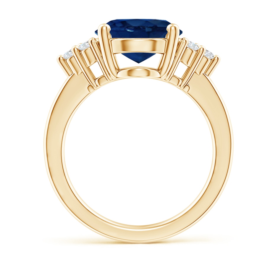 12x10mm AA Solitaire Oval Blue Sapphire and Diamond Promise Ring in Yellow Gold side 199
