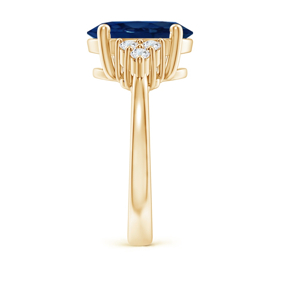 12x10mm AA Solitaire Oval Blue Sapphire and Diamond Promise Ring in Yellow Gold side 299