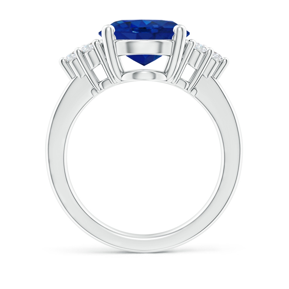 12x10mm AAA Solitaire Oval Blue Sapphire and Diamond Promise Ring in P950 Platinum side 199