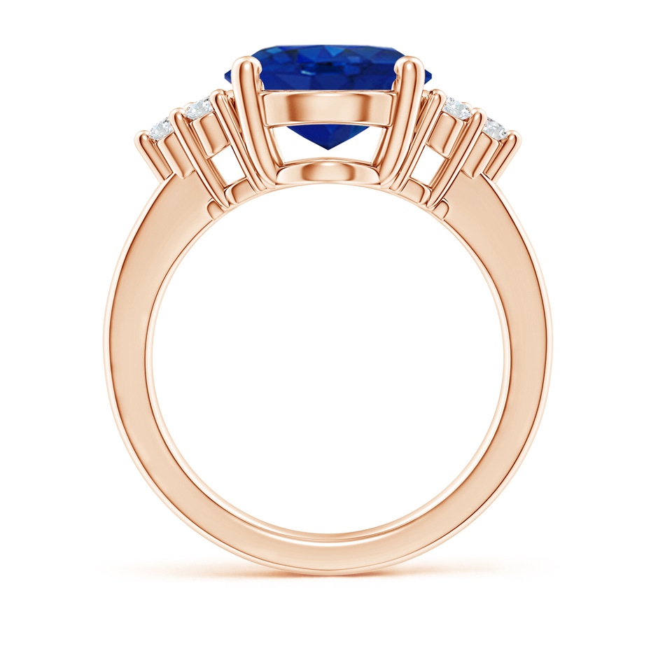 12x10mm AAA Solitaire Oval Blue Sapphire and Diamond Promise Ring in Rose Gold side 199
