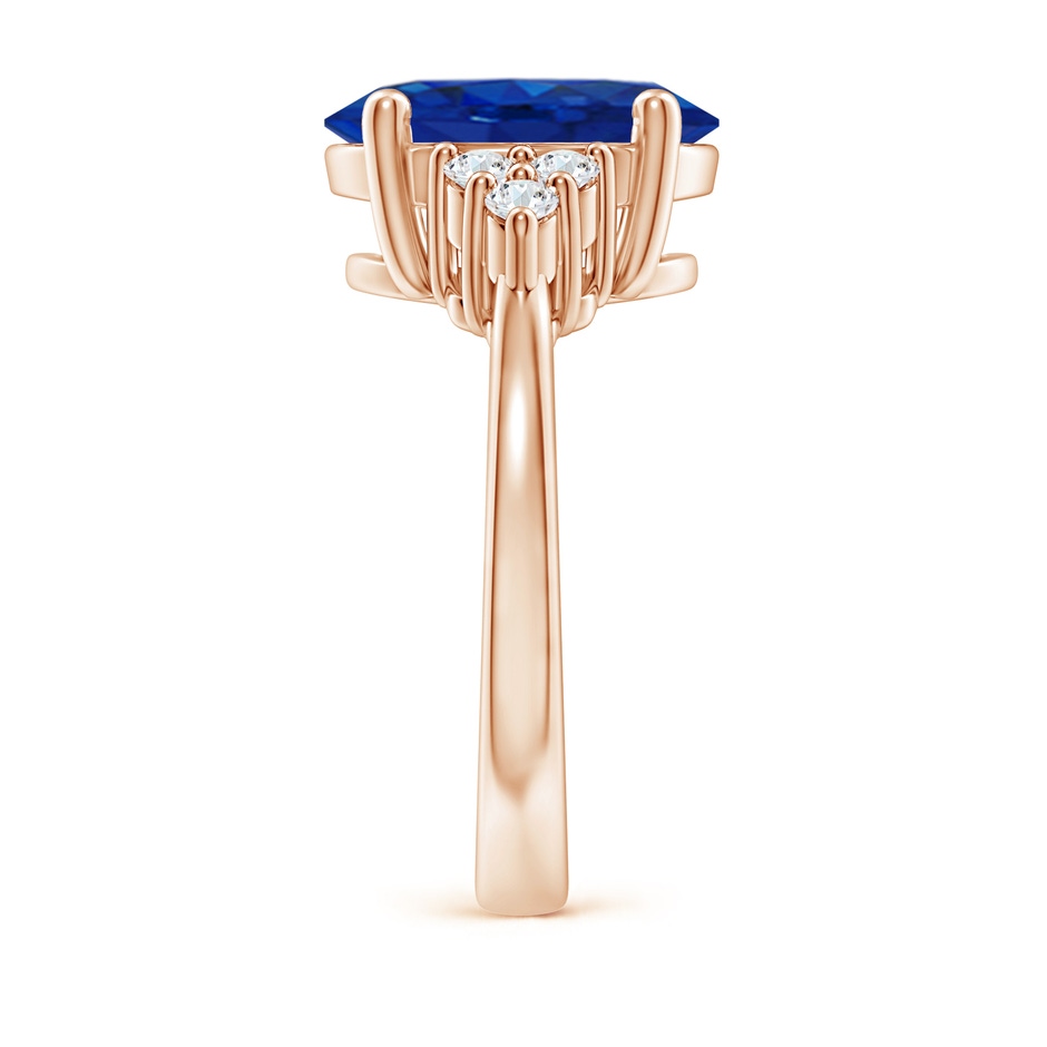 12x10mm AAA Solitaire Oval Blue Sapphire and Diamond Promise Ring in Rose Gold side 299