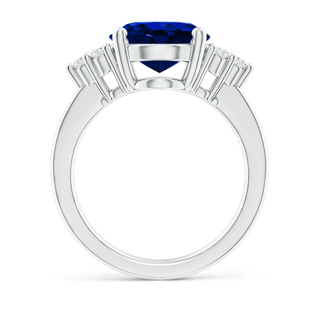 12x10mm AAAA Solitaire Oval Blue Sapphire and Diamond Promise Ring in P950 Platinum - side 199