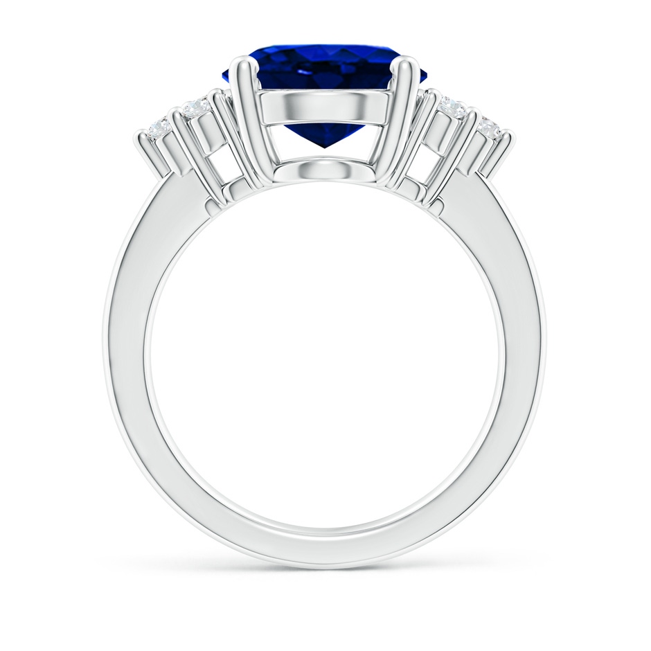 12x10mm AAAA Solitaire Oval Blue Sapphire and Diamond Promise Ring in P950 Platinum side 199
