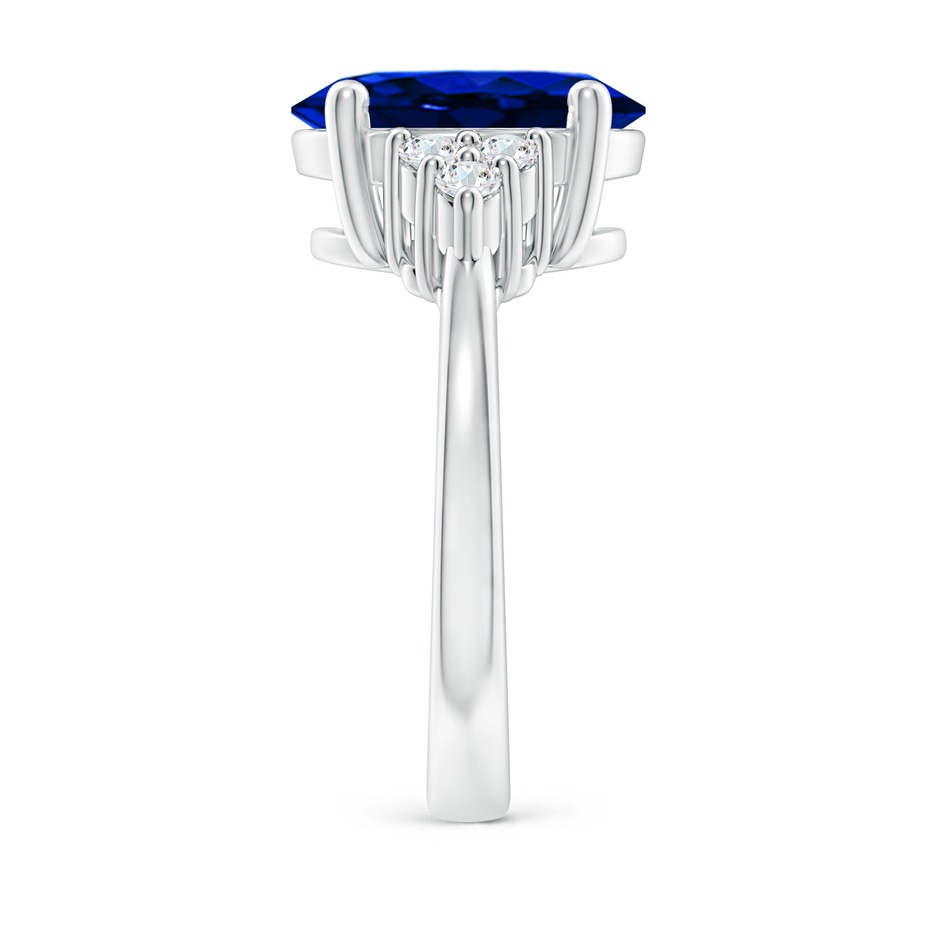 12x10mm AAAA Solitaire Oval Blue Sapphire and Diamond Promise Ring in P950 Platinum side 299