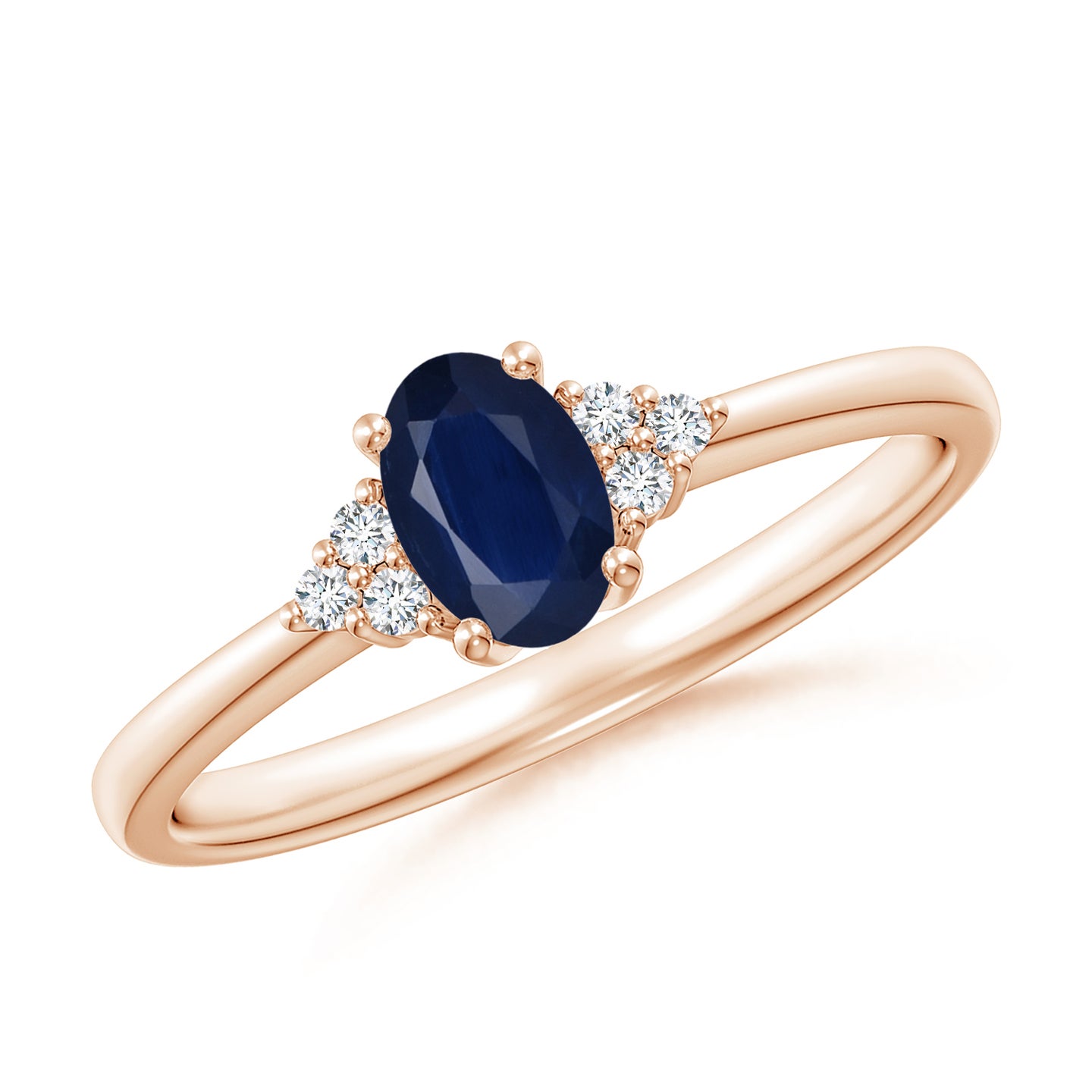 Solitaire Oval Blue Sapphire and Diamond Promise Ring