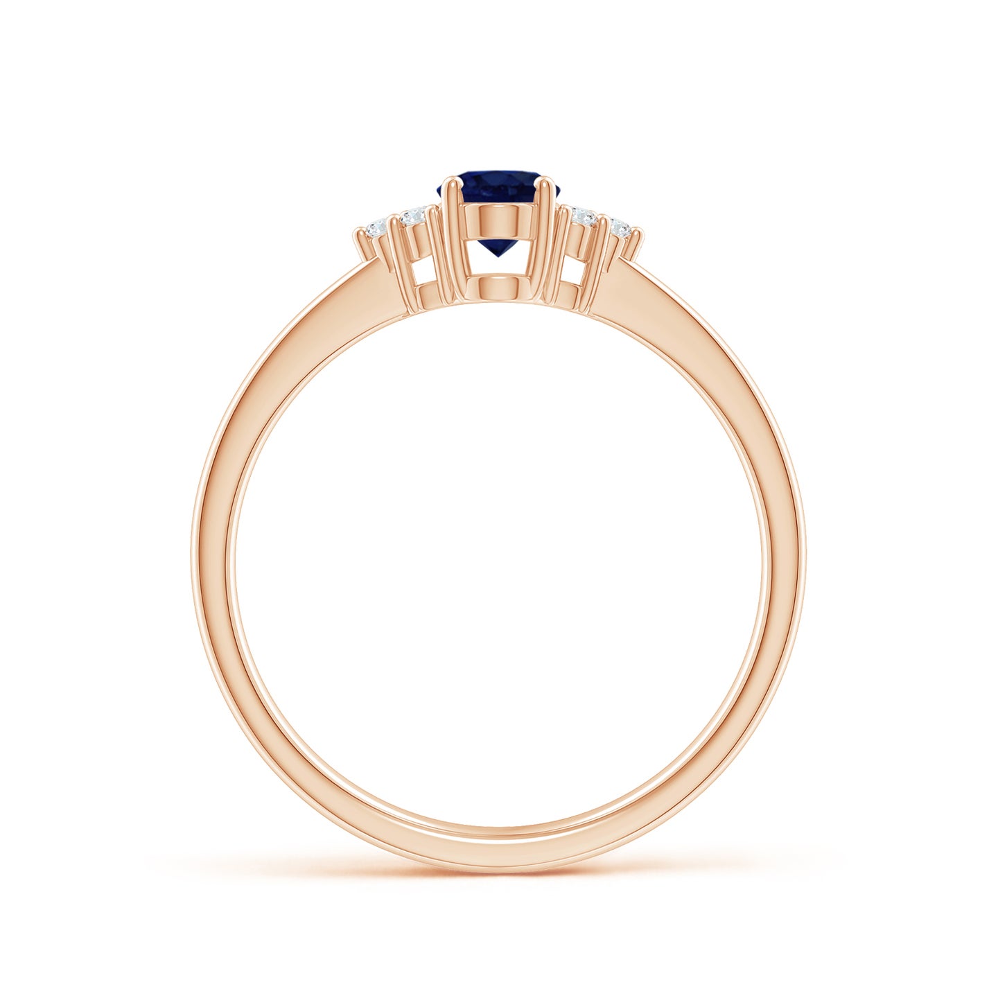 Solitaire Oval Blue Sapphire and Diamond Promise Ring