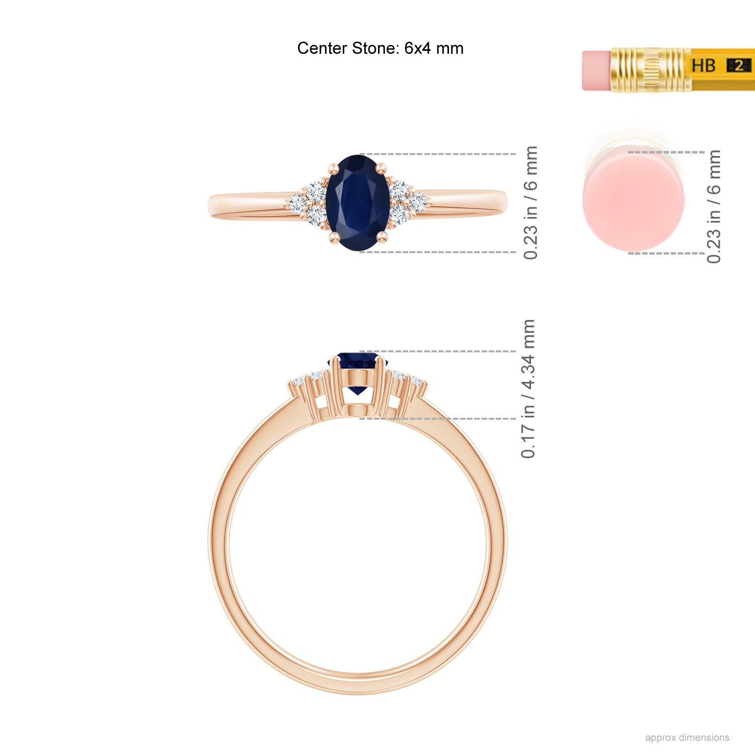 A - Blue Sapphire / 0.66 CT / 14 KT Rose Gold