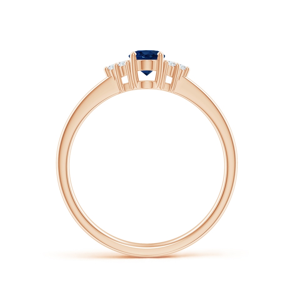 6x4mm AA Solitaire Oval Blue Sapphire and Diamond Promise Ring in Rose Gold side 199