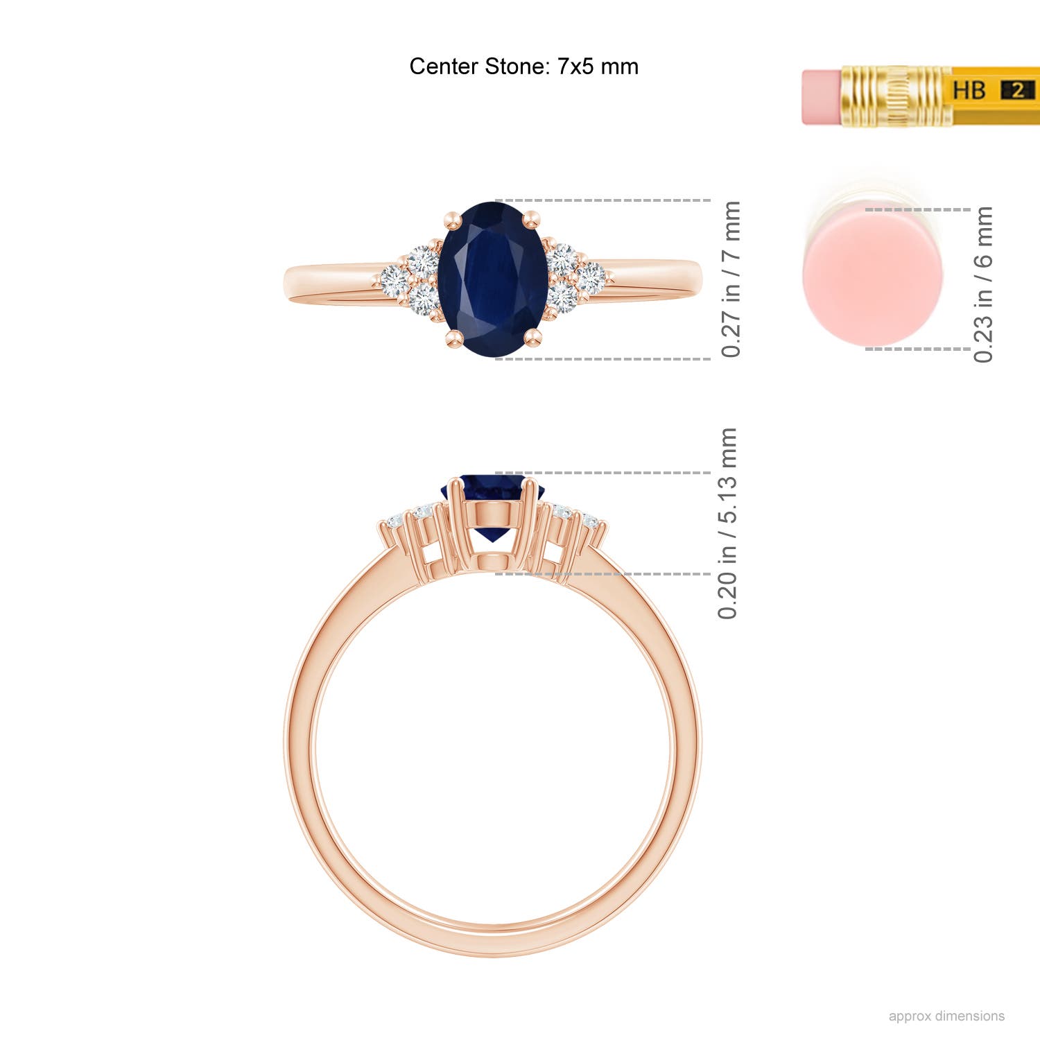 A - Blue Sapphire / 0.93 CT / 14 KT Rose Gold