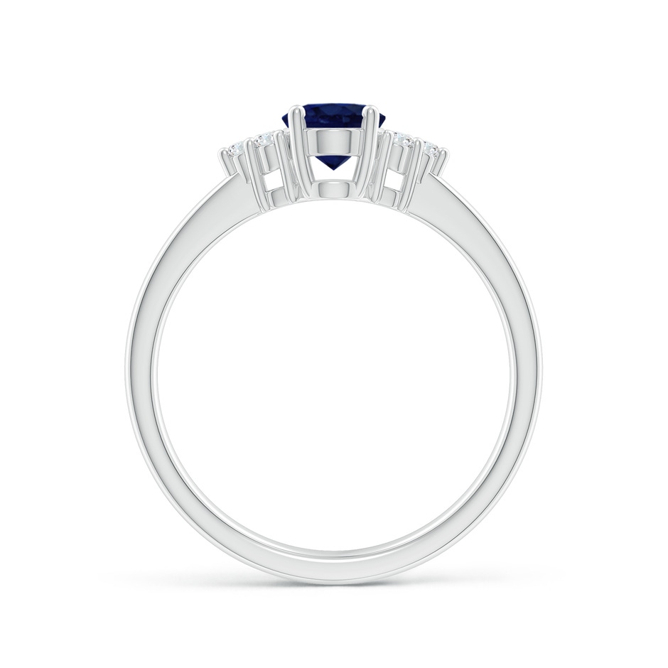 7x5mm A Solitaire Oval Blue Sapphire and Diamond Promise Ring in White Gold side 199