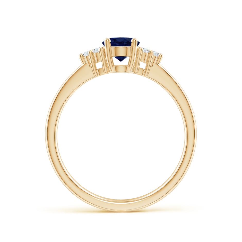 7x5mm A Solitaire Oval Blue Sapphire and Diamond Promise Ring in Yellow Gold side 199