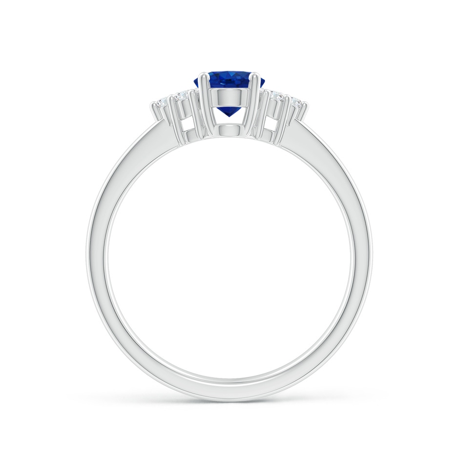 7x5mm AAA Solitaire Oval Blue Sapphire and Diamond Promise Ring in P950 Platinum side 199