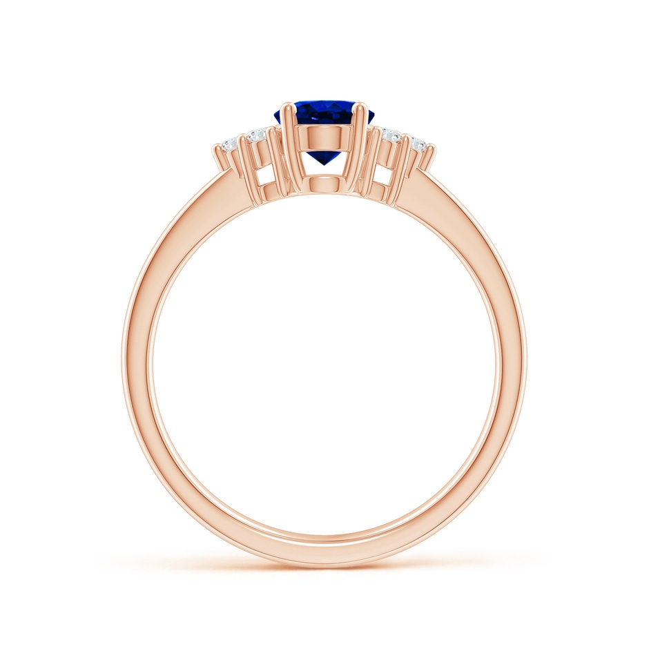 7x5mm AAAA Solitaire Oval Blue Sapphire and Diamond Promise Ring in Rose Gold side 199