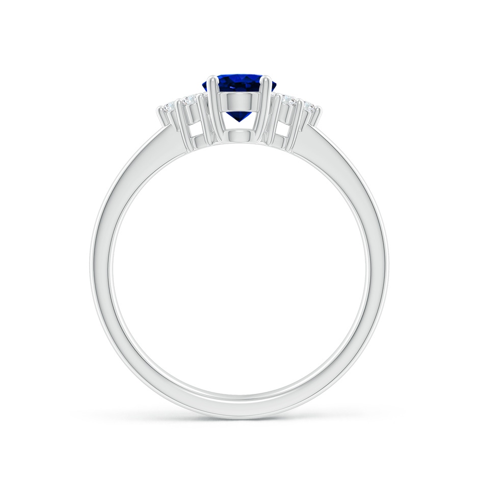 7x5mm AAAA Solitaire Oval Blue Sapphire and Diamond Promise Ring in White Gold side 199