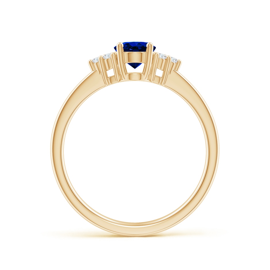 7x5mm AAAA Solitaire Oval Blue Sapphire and Diamond Promise Ring in Yellow Gold side 199