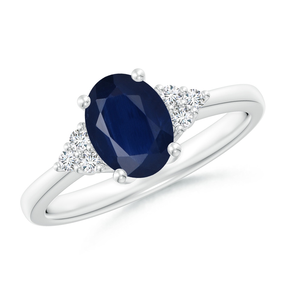 8x6mm A Solitaire Oval Blue Sapphire and Diamond Promise Ring in P950 Platinum 