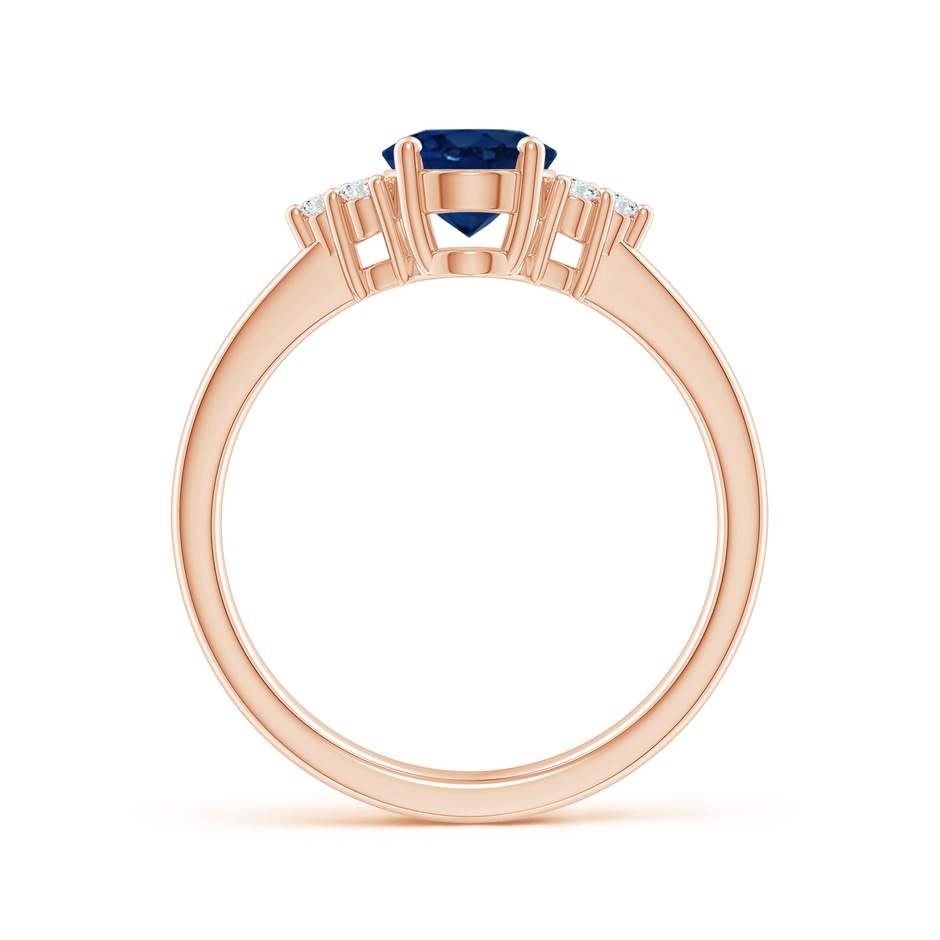 8x6mm AA Solitaire Oval Blue Sapphire and Diamond Promise Ring in Rose Gold side 199