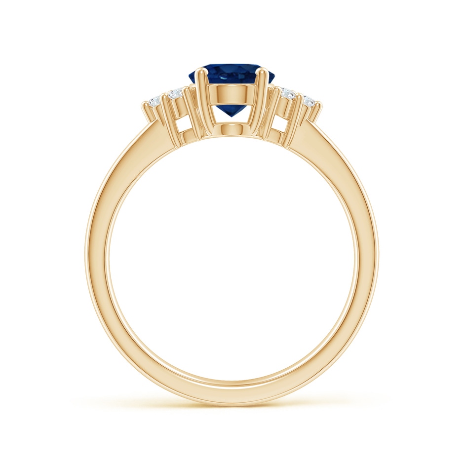 8x6mm AA Solitaire Oval Blue Sapphire and Diamond Promise Ring in Yellow Gold side 199