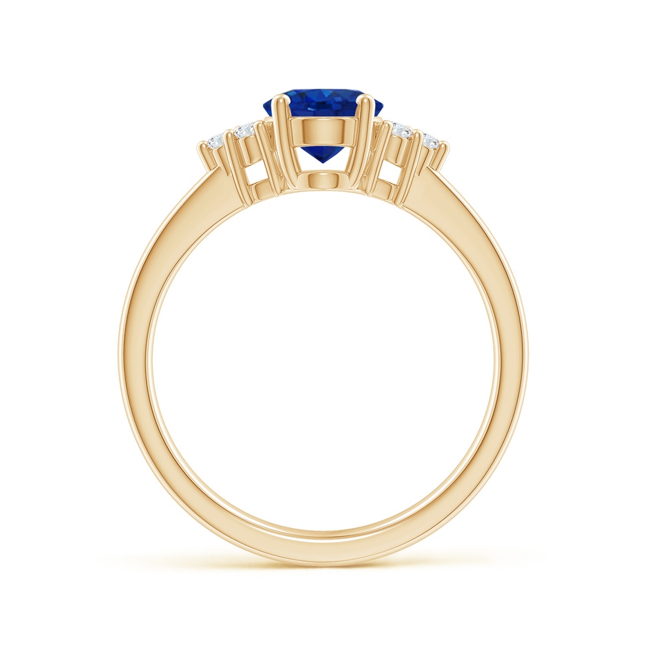 8x6mm AAA Solitaire Oval Blue Sapphire and Diamond Promise Ring in Yellow Gold side 199