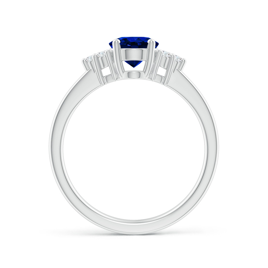 8x6mm AAAA Solitaire Oval Blue Sapphire and Diamond Promise Ring in P950 Platinum side 199