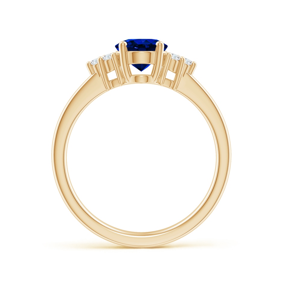 8x6mm AAAA Solitaire Oval Blue Sapphire and Diamond Promise Ring in Yellow Gold side 199