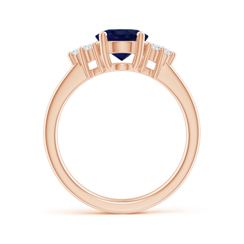 9x7mm A Solitaire Oval Blue Sapphire and Diamond Promise Ring in Rose Gold side 199