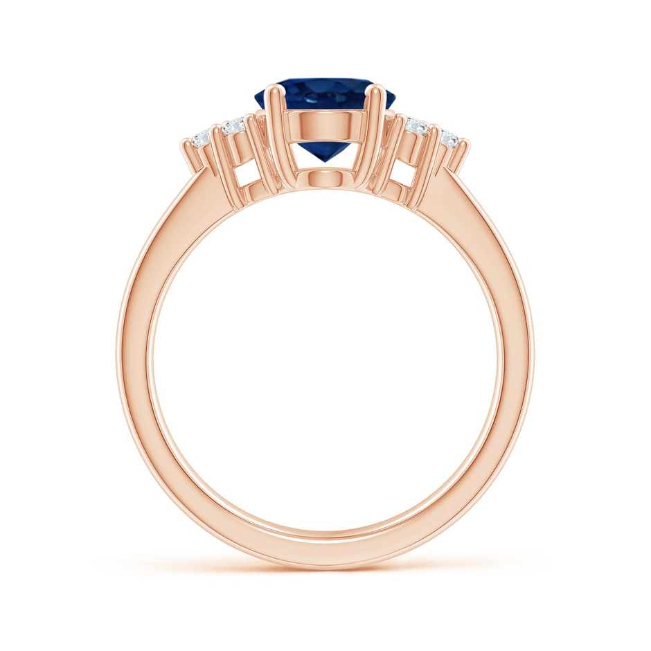 9x7mm AA Solitaire Oval Blue Sapphire and Diamond Promise Ring in Rose Gold side 199