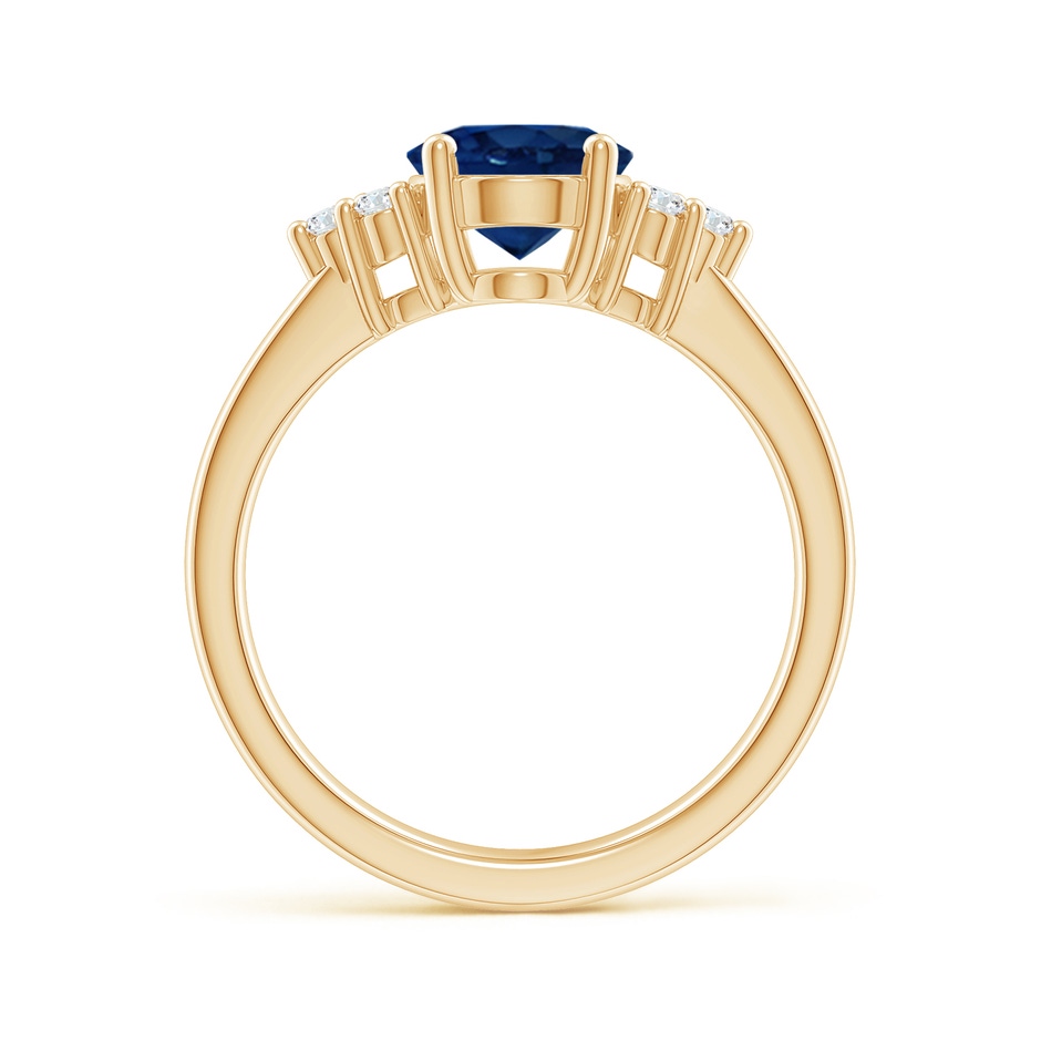 9x7mm AA Solitaire Oval Blue Sapphire and Diamond Promise Ring in Yellow Gold side 199