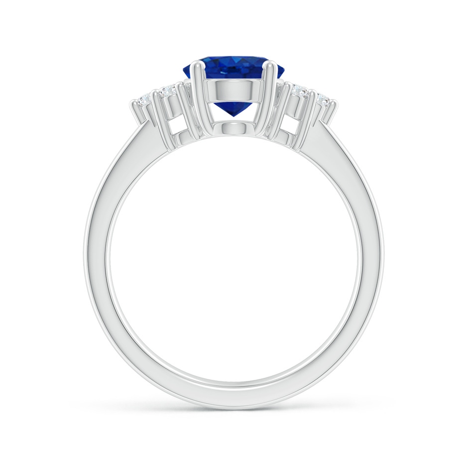 9x7mm AAA Solitaire Oval Blue Sapphire and Diamond Promise Ring in P950 Platinum side 199