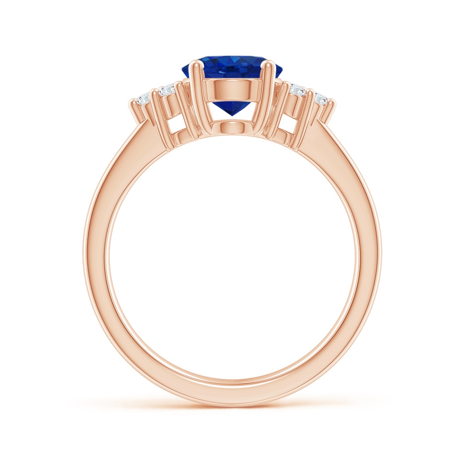 9x7mm AAA Solitaire Oval Blue Sapphire and Diamond Promise Ring in Rose Gold side 199