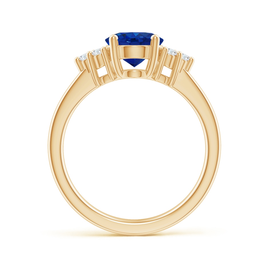 9x7mm AAA Solitaire Oval Blue Sapphire and Diamond Promise Ring in Yellow Gold side 199