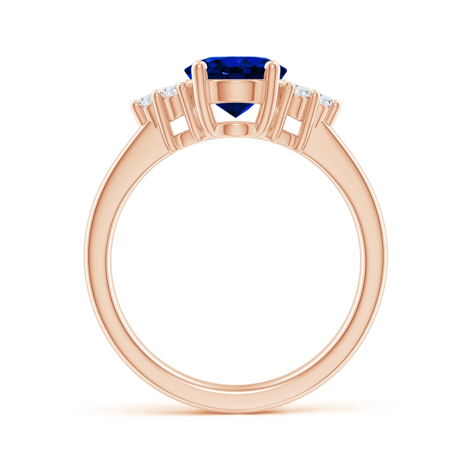 9x7mm AAAA Solitaire Oval Blue Sapphire and Diamond Promise Ring in Rose Gold side 199