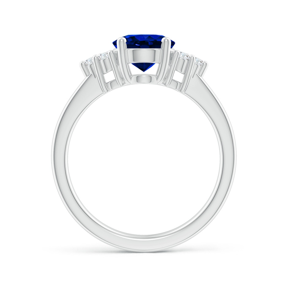 9x7mm AAAA Solitaire Oval Blue Sapphire and Diamond Promise Ring in White Gold side 199