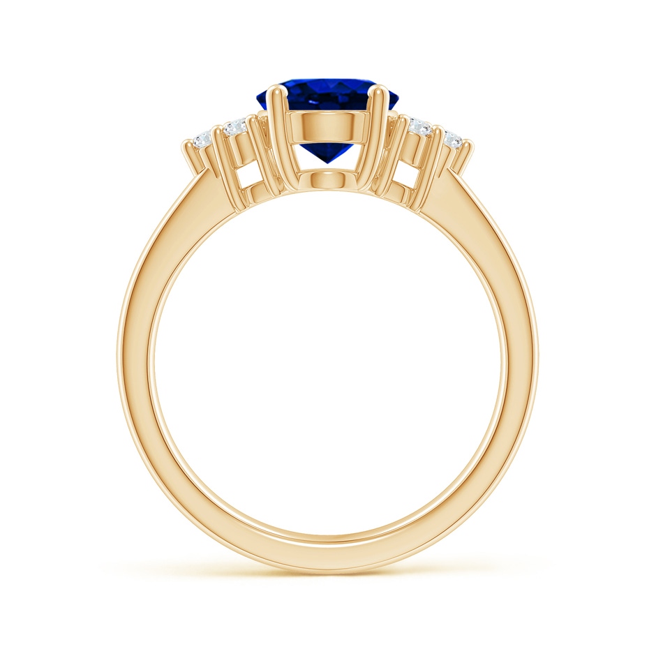 9x7mm AAAA Solitaire Oval Blue Sapphire and Diamond Promise Ring in Yellow Gold side 199