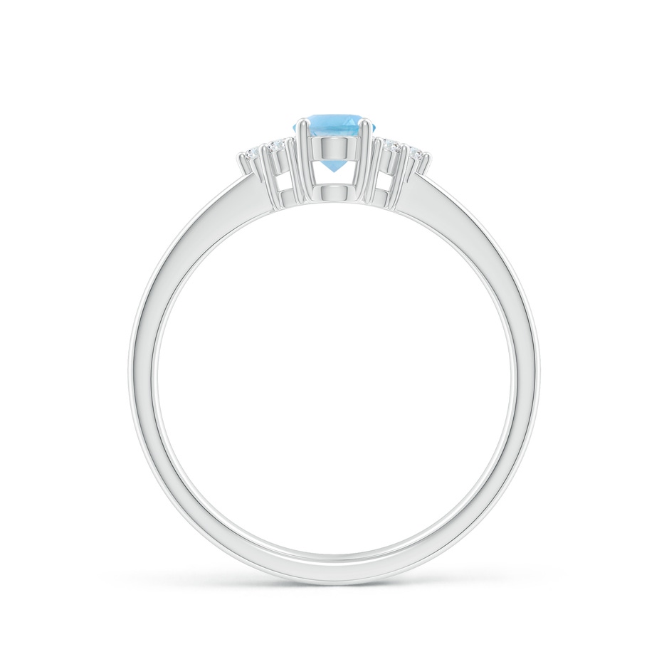 6x4mm A Solitaire Oval Swiss Blue Topaz Ring with Trio Diamond Accents in P950 Platinum side 1