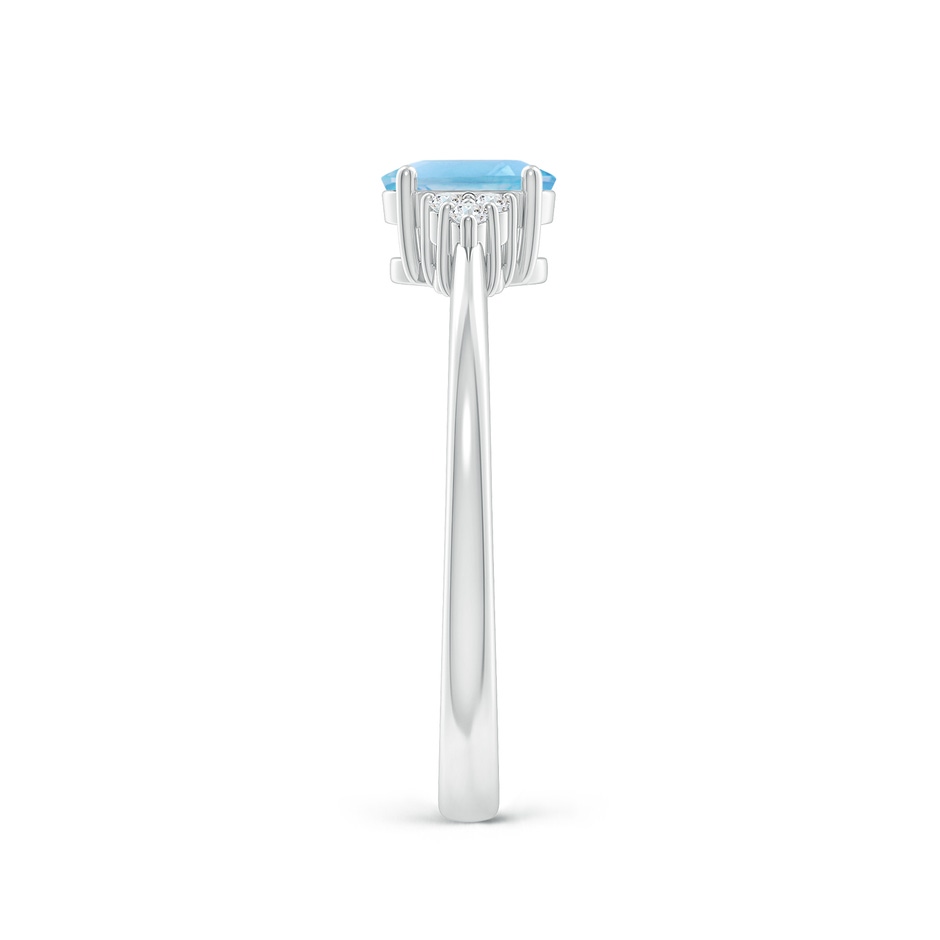 6x4mm A Solitaire Oval Swiss Blue Topaz Ring with Trio Diamond Accents in P950 Platinum side 2