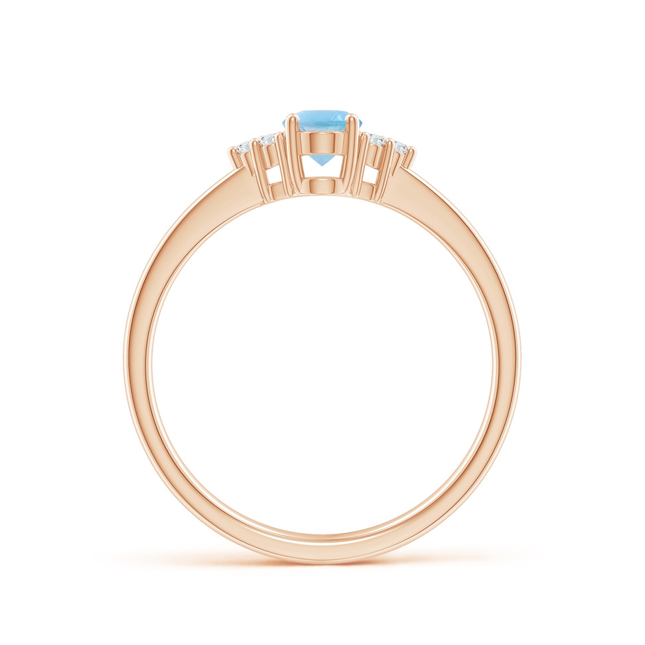 6x4mm A Solitaire Oval Swiss Blue Topaz Ring with Trio Diamond Accents in Rose Gold side 1