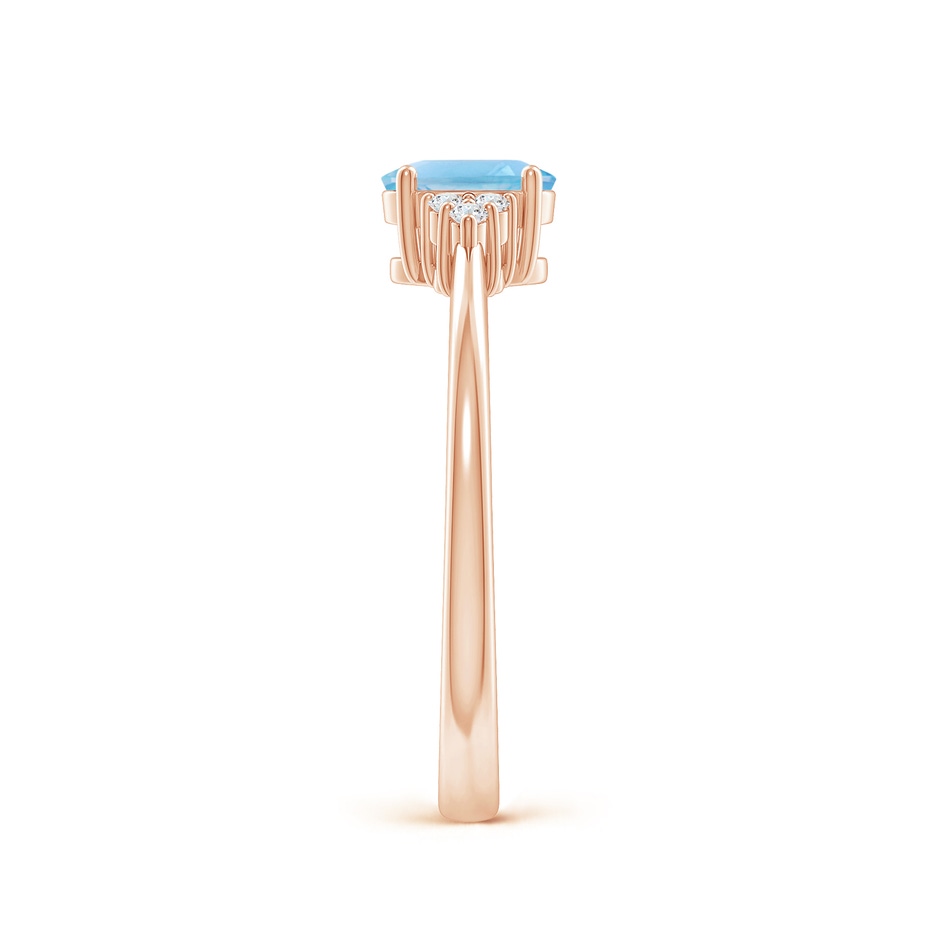6x4mm A Solitaire Oval Swiss Blue Topaz Ring with Trio Diamond Accents in Rose Gold side 2
