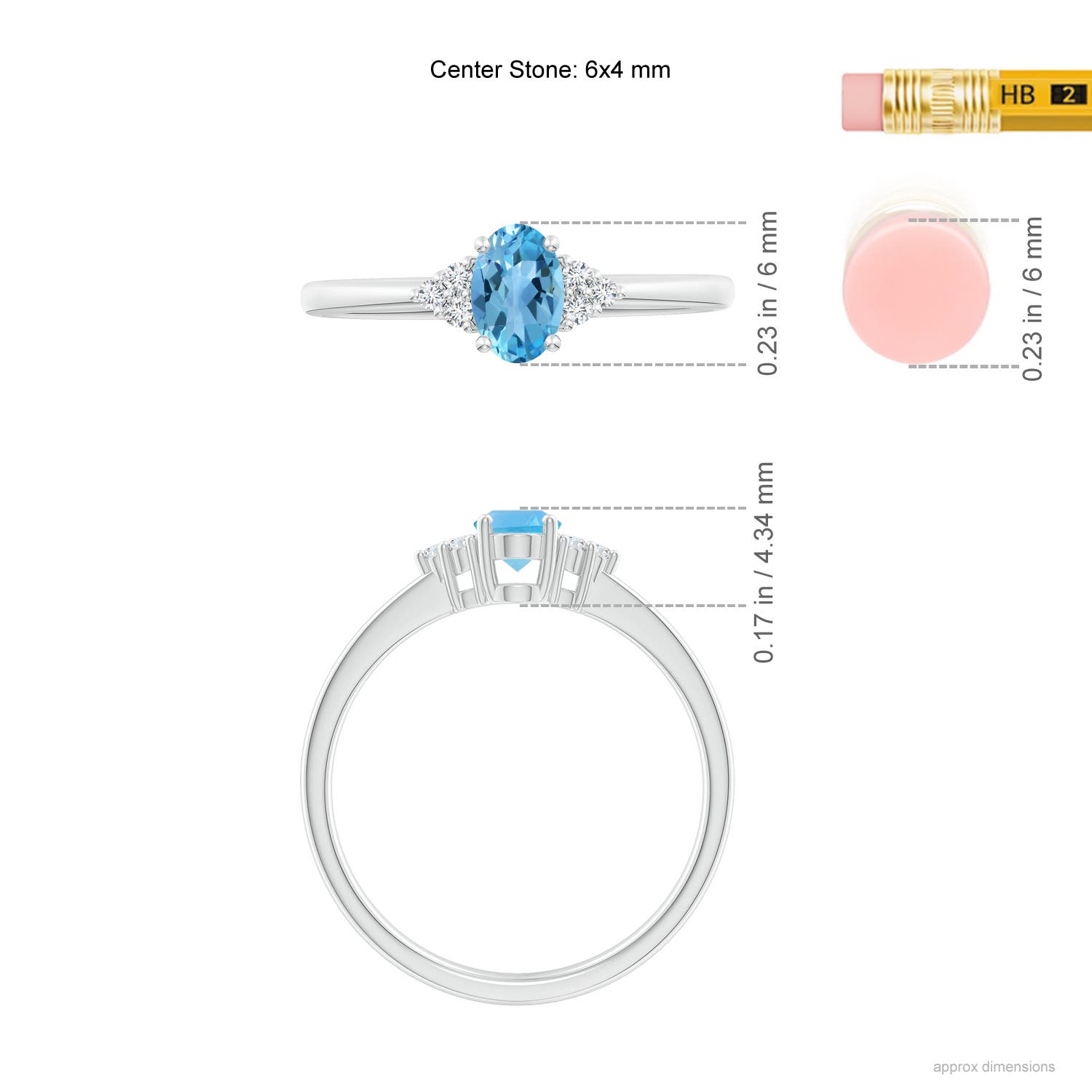 AA - Swiss Blue Topaz / 0.6 CT / 14 KT White Gold